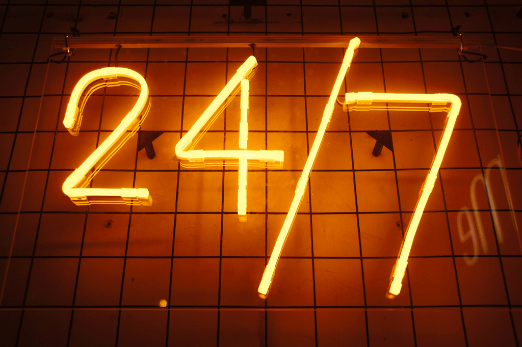 the letters 24 7 on a neon sign | air conditiong services bullhead city az kingman az