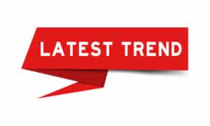 Red color paper speech banner with word latest trend on white background, Air Purification.