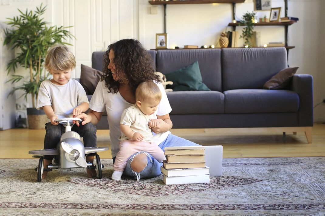 Happy family enjoys perfect humidity levels, thanks to their efficient home HVAC system.